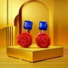 【SUGEBEINI】 Retro contrasting rose ear clips, blue gemstone square diamond-encrusted earrings, French court style exaggerated artistic earrings ZEH00003 Application Scenario
